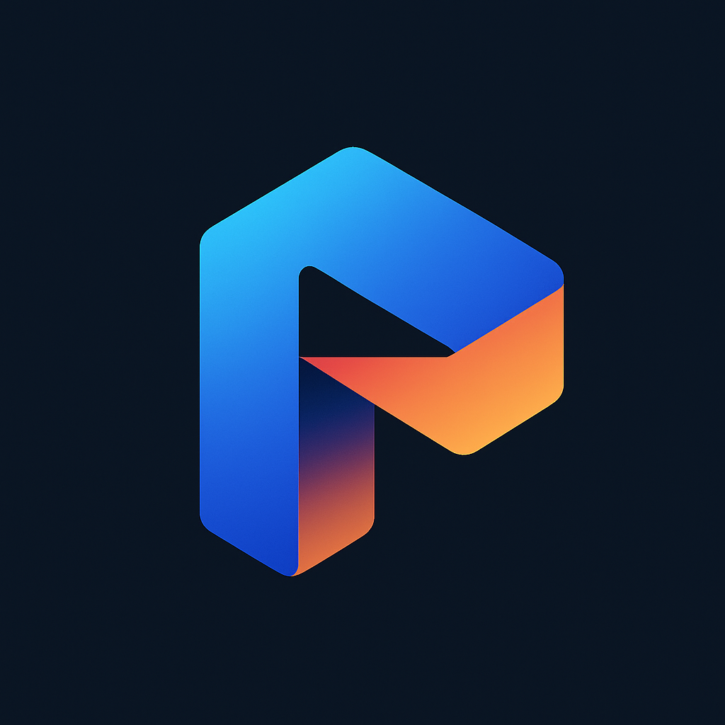 Provenonce logo, a blue and orange letter P